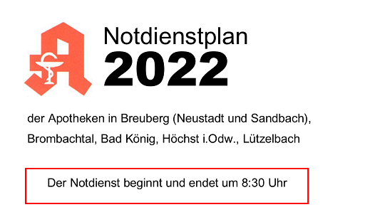 Apotheken Notdienstplan 2022